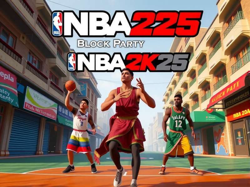 NBA 2K25 Block Party banner with Indian street court and players in traditional attire