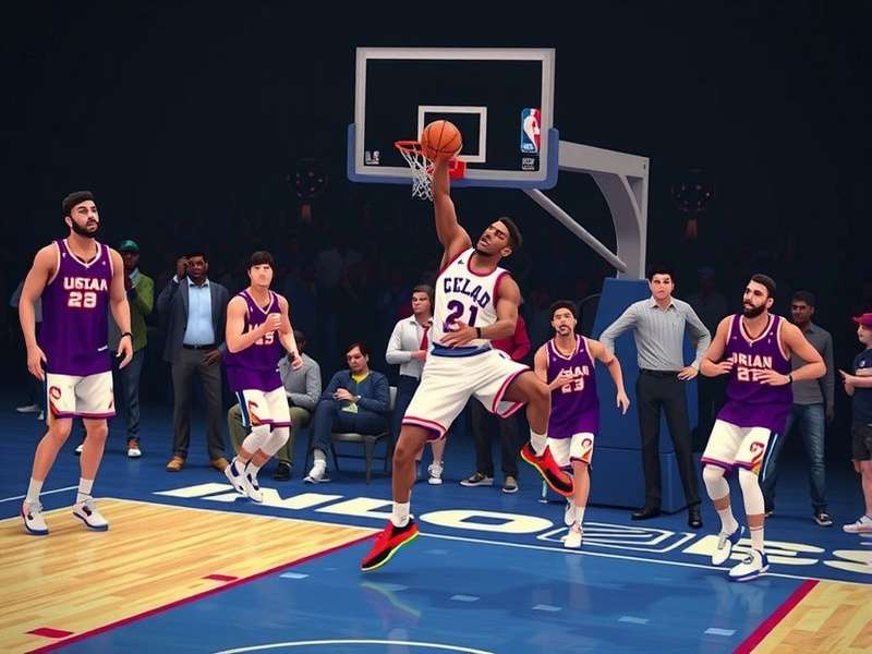 NBA 2K25 Block Party gameplay showing a player doing a Power Dunk with Indian crowd cheering