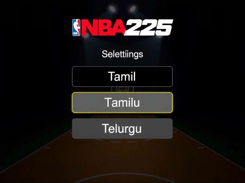 NBA 2K25 Block Party language selection screen showing Hindi, Tamil, and Telugu options